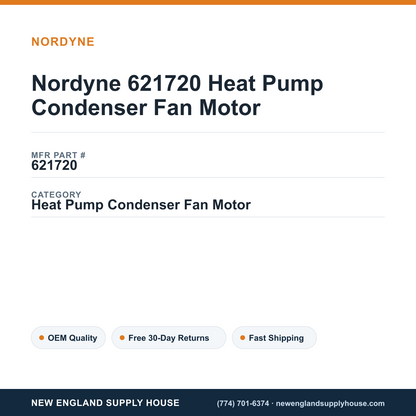 Nordyne 621720 Heat Pump Condenser Fan Motor — New England Supply House spec card [NESH-SPEC-CARD-V2]