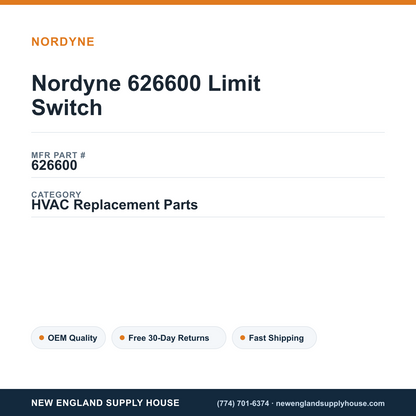 Nordyne 626600 Limit Switch — New England Supply House spec card [NESH-SPEC-CARD-V2]