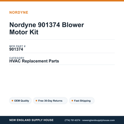 Nordyne 901374 Blower Motor Kit — New England Supply House spec card [NESH-SPEC-CARD-V2]