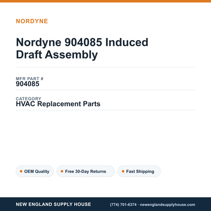 Nordyne 904085 Induced Draft Assembly — New England Supply House spec card [NESH-SPEC-CARD-V2]