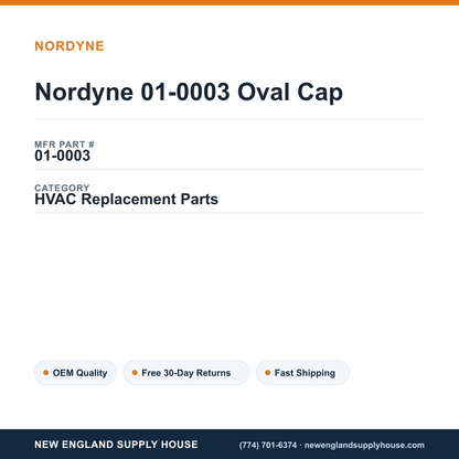 Nordyne 01-0003 Oval Cap — New England Supply House spec card [NESH-SPEC-CARD-V2]