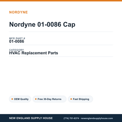 Nordyne 01-0086 Cap — New England Supply House spec card [NESH-SPEC-CARD-V2]