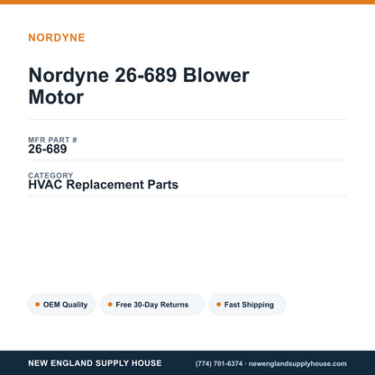 Nordyne 26-689 Blower Motor — New England Supply House spec card [NESH-SPEC-CARD-V2]