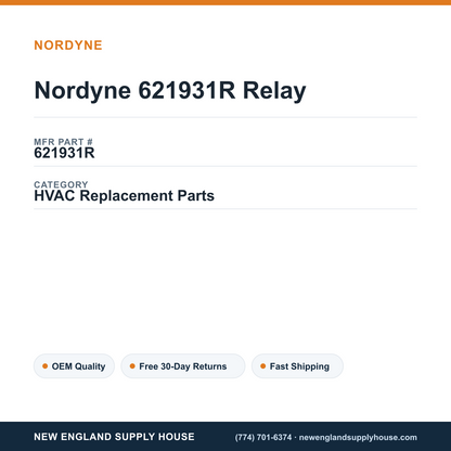 Nordyne 621931R Relay — New England Supply House spec card [NESH-SPEC-CARD-V2]