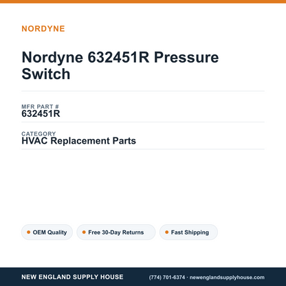 Nordyne 632451R Pressure Switch — New England Supply House spec card [NESH-SPEC-CARD-V2]