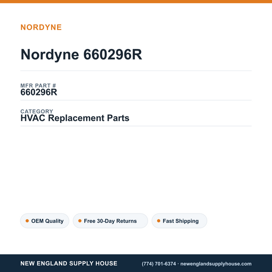 Nordyne 660296R — New England Supply House spec card [NESH-SPEC-CARD-V2]