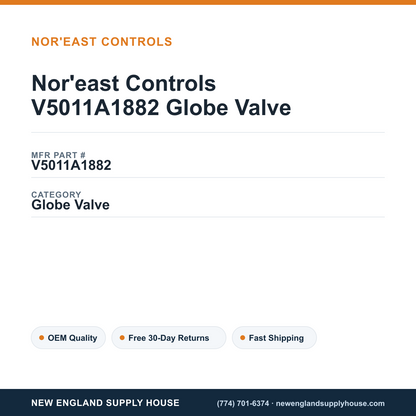 Nor'east Controls V5011A1882 Globe Valve — New England Supply House spec card [NESH-SPEC-CARD-V2]