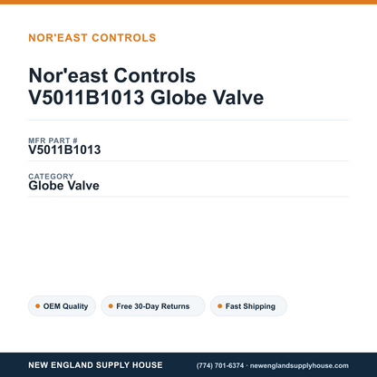 Nor'east Controls V5011B1013 Globe Valve — New England Supply House spec card [NESH-SPEC-CARD-V2]