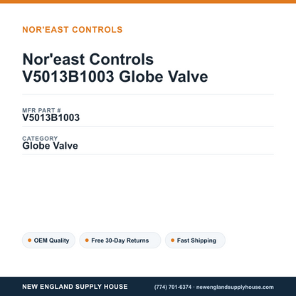 Nor'east Controls V5013B1003 Globe Valve — New England Supply House spec card [NESH-SPEC-CARD-V2]