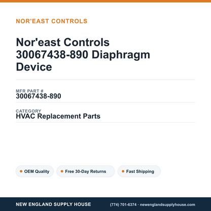 Nor'east Controls 30067438-890 Diaphragm Device — New England Supply House spec card [NESH-SPEC-CARD-V2]