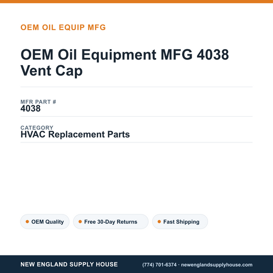 OEM Oil Equipment MFG 4038 Vent Cap — New England Supply House spec card [NESH-SPEC-CARD-V2]