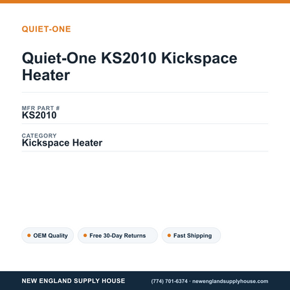 Quiet-One KS2010 Kickspace Heater — New England Supply House spec card [NESH-SPEC-CARD-V2]