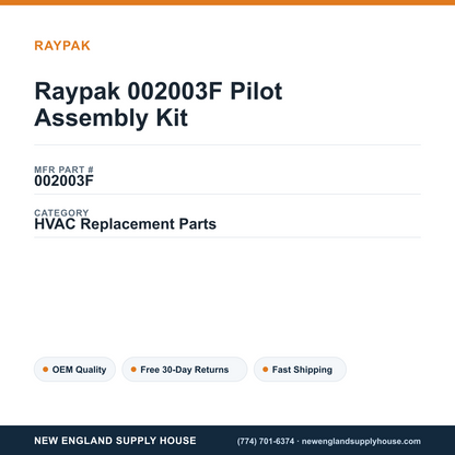 Raypak 002003F Pilot Assembly Kit — New England Supply House spec card [NESH-SPEC-CARD-V2]