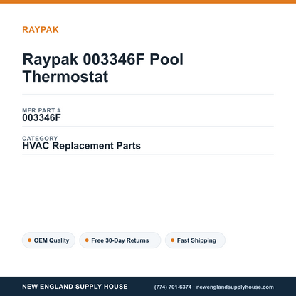 Raypak 003346F Pool Thermostat — New England Supply House spec card [NESH-SPEC-CARD-V2]