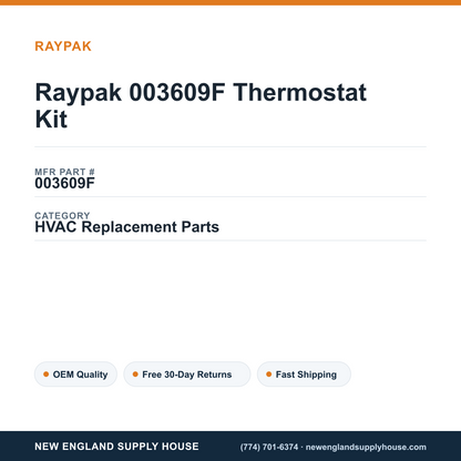 Raypak 003609F Thermostat Kit — New England Supply House spec card [NESH-SPEC-CARD-V2]
