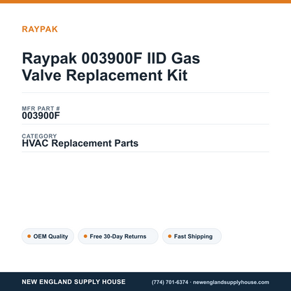 Raypak 003900F IID Gas Valve Replacement Kit — New England Supply House spec card [NESH-SPEC-CARD-V2]