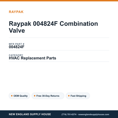 Raypak 004824F Combination Valve — New England Supply House spec card [NESH-SPEC-CARD-V2]