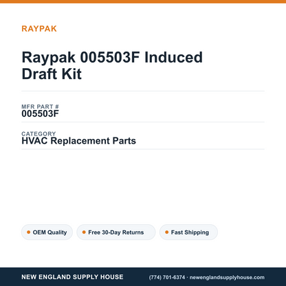 Raypak 005503F Induced Draft Kit — New England Supply House spec card [NESH-SPEC-CARD-V2]