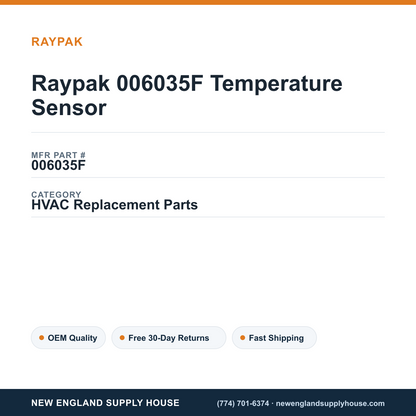 Raypak 006035F Temperature Sensor — New England Supply House spec card [NESH-SPEC-CARD-V2]