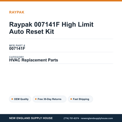 Raypak 007141F High Limit Auto Reset Kit — New England Supply House spec card [NESH-SPEC-CARD-V2]