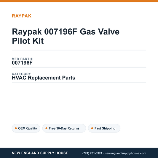 Raypak 007196F Gas Valve Pilot Kit — New England Supply House spec card [NESH-SPEC-CARD-V2]