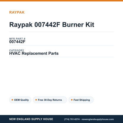 Raypak 007442F Burner Kit — New England Supply House spec card [NESH-SPEC-CARD-V2]