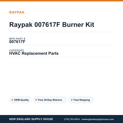 Raypak 007617F Burner Kit — New England Supply House spec card [NESH-SPEC-CARD-V2]