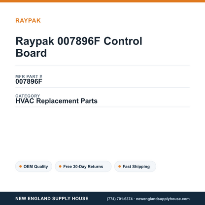Raypak 007896F Control Board — New England Supply House spec card [NESH-SPEC-CARD-V2]