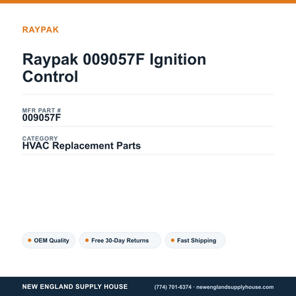 Raypak 009057F Ignition Control — New England Supply House spec card [NESH-SPEC-CARD-V2]