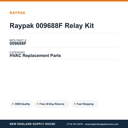 Raypak 009688F Relay Kit — New England Supply House spec card [NESH-SPEC-CARD-V2]