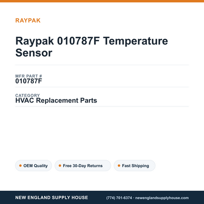 Raypak 010787F Temperature Sensor — New England Supply House spec card [NESH-SPEC-CARD-V2]
