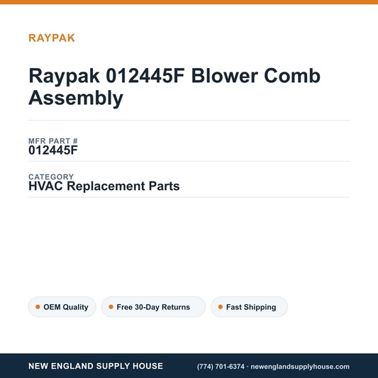 Raypak 012445F Blower Comb Assembly — New England Supply House spec card [NESH-SPEC-CARD-V2]