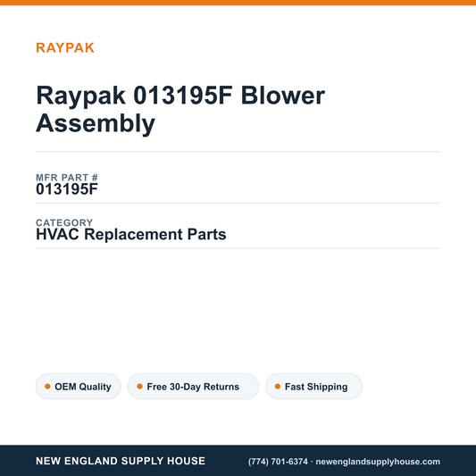 Raypak 013195F Blower Assembly — New England Supply House spec card [NESH-SPEC-CARD-V2]
