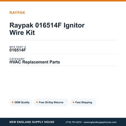Raypak 016514F Ignitor Wire Kit — New England Supply House spec card [NESH-SPEC-CARD-V2]