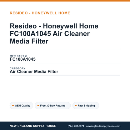 Resideo - Honeywell Home FC100A1045 Air Cleaner Media Filter — New England Supply House spec card [NESH-SPEC-CARD-V2]