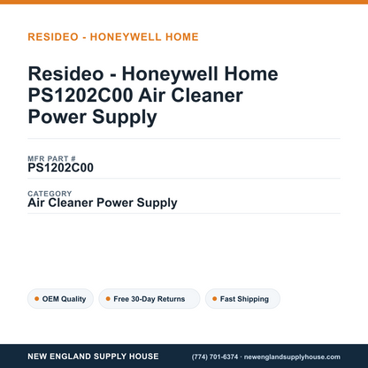 Resideo - Honeywell Home PS1202C00 Air Cleaner Power Supply — New England Supply House spec card [NESH-SPEC-CARD-V2]