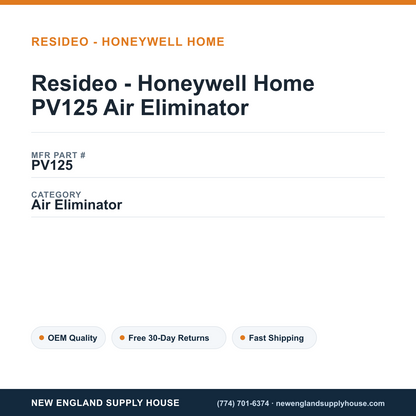 Resideo - Honeywell Home PV125 Air Eliminator — New England Supply House spec card [NESH-SPEC-CARD-V2]