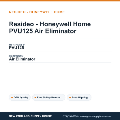 Resideo - Honeywell Home PVU125 Air Eliminator — New England Supply House spec card [NESH-SPEC-CARD-V2]