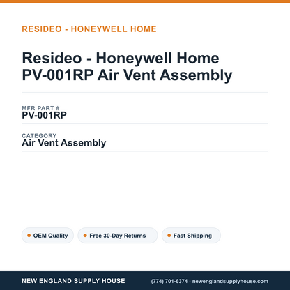 Resideo - Honeywell Home PV-001RP Air Vent Assembly — New England Supply House spec card [NESH-SPEC-CARD-V2]