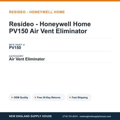 Resideo - Honeywell Home PV150 Air Vent Eliminator — New England Supply House spec card [NESH-SPEC-CARD-V2]