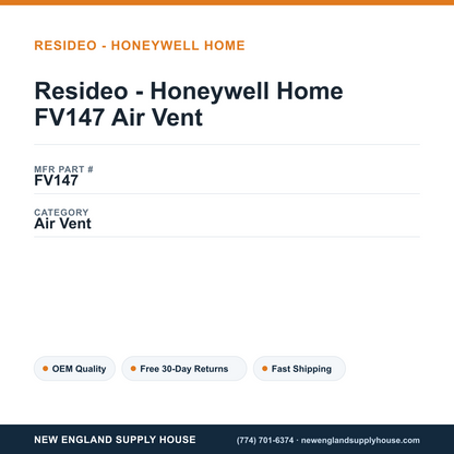 Resideo - Honeywell Home FV147 Air Vent — New England Supply House spec card [NESH-SPEC-CARD-V2]