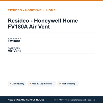 Resideo - Honeywell Home FV180A Air Vent — New England Supply House spec card [NESH-SPEC-CARD-V2]