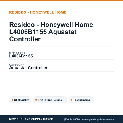 Resideo - Honeywell Home L4006B1155 Aquastat Controller — New England Supply House spec card [NESH-SPEC-CARD-V2]