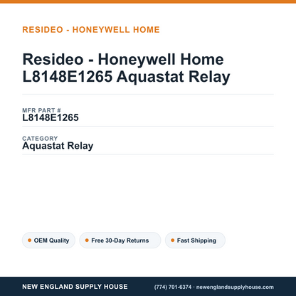 Resideo - Honeywell Home L8148E1265 Aquastat Relay — New England Supply House spec card [NESH-SPEC-CARD-V2]