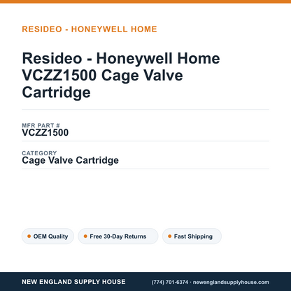 Resideo - Honeywell Home VCZZ1500 Cage Valve Cartridge — New England Supply House spec card [NESH-SPEC-CARD-V2]