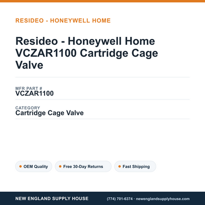 Resideo - Honeywell Home VCZAR1100 Cartridge Cage Valve — New England Supply House spec card [NESH-SPEC-CARD-V2]