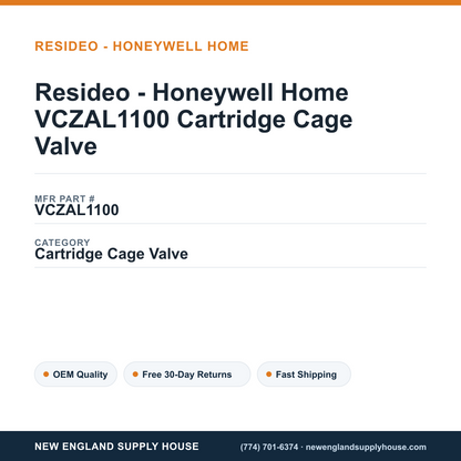 Resideo - Honeywell Home VCZAL1100 Cartridge Cage Valve — New England Supply House spec card [NESH-SPEC-CARD-V2]
