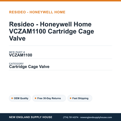 Resideo - Honeywell Home VCZAM1100 Cartridge Cage Valve — New England Supply House spec card [NESH-SPEC-CARD-V2]