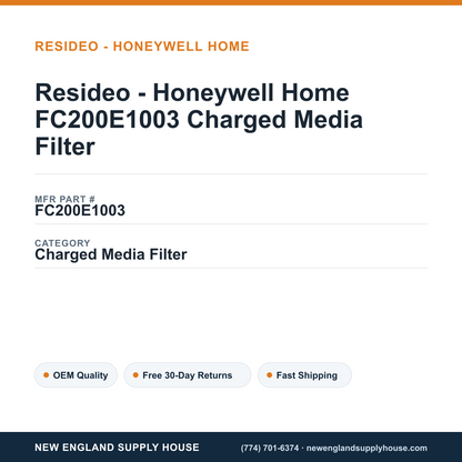 Resideo - Honeywell Home FC200E1003 Charged Media Filter — New England Supply House spec card [NESH-SPEC-CARD-V2]