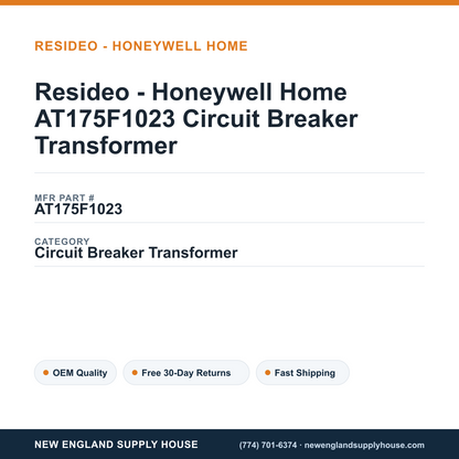 Resideo - Honeywell Home AT175F1023 Circuit Breaker Transformer — New England Supply House spec card [NESH-SPEC-CARD-V2]